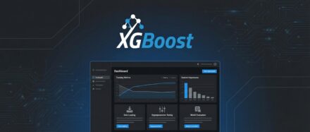 Interface d’un tableau de bord XGBoost montrant les métriques d'entraînement et l'importance des variables.