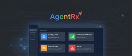 Interface utilisateur du framework AgentRx présentant des options de configuration et métriques de performance pour le débogage d'agents IA.