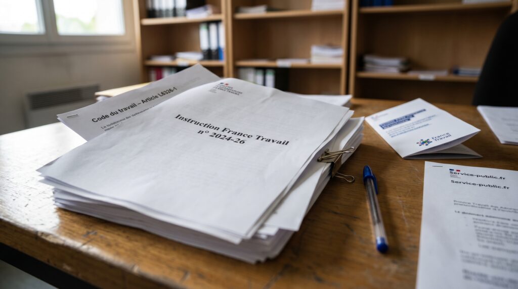 Tas de documents liés à la préparation opérationnelle à l'emploi, sur une table en bois.