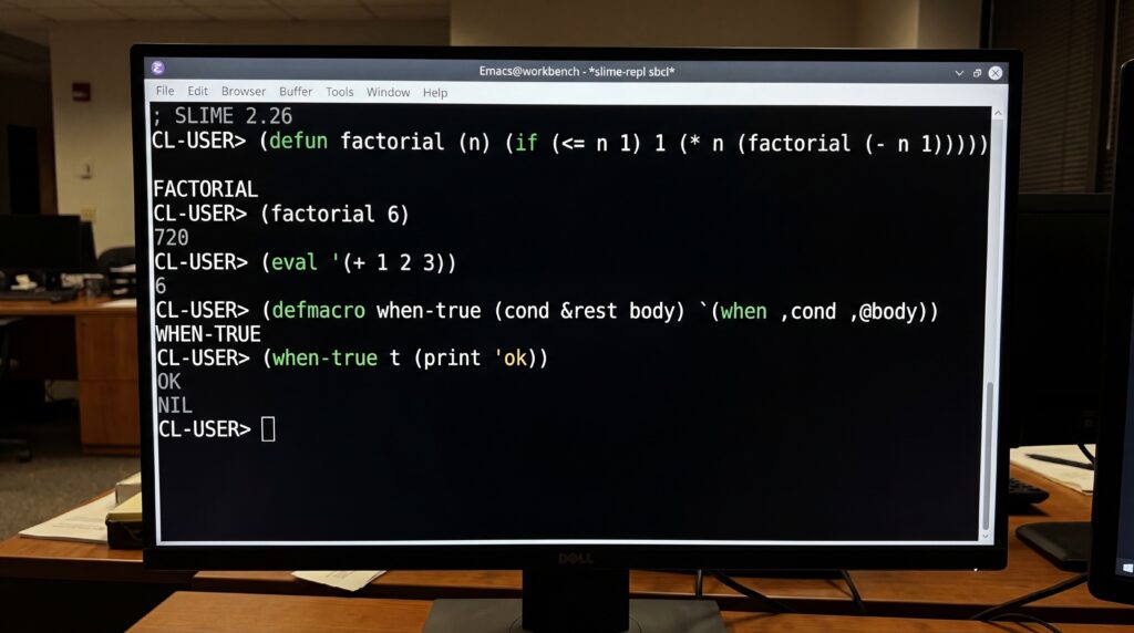 Écran affichant un code d'algorithme pour calculer la fonction factorielle en langage informatique.