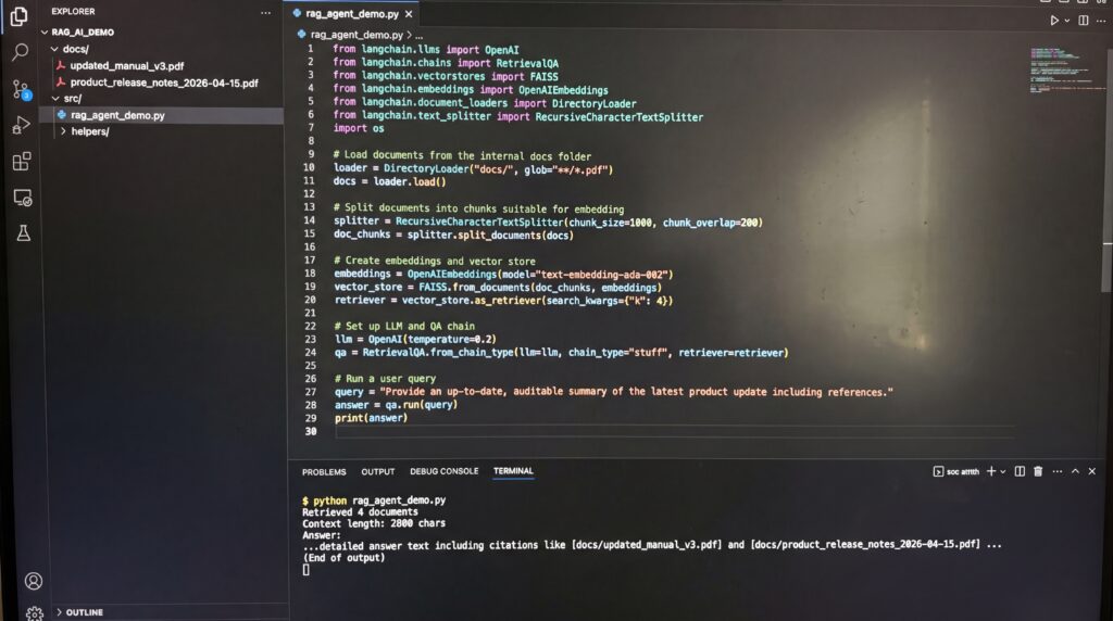 Écran d'ordinateur affichant un code source lié à l'IA générative.