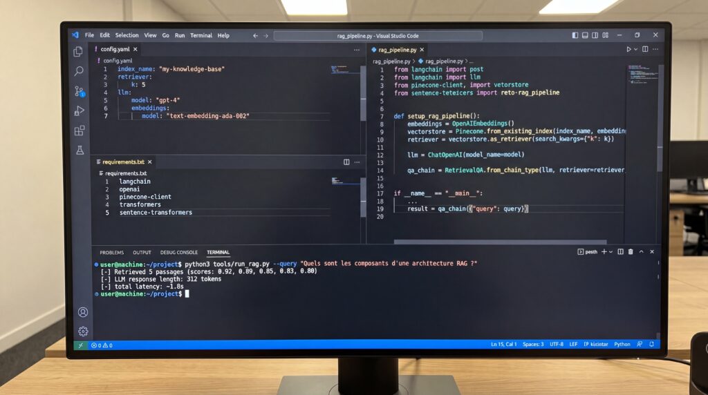 Ecran affichant un code source écrit dans un éditeur de texte sur un fond sombre.