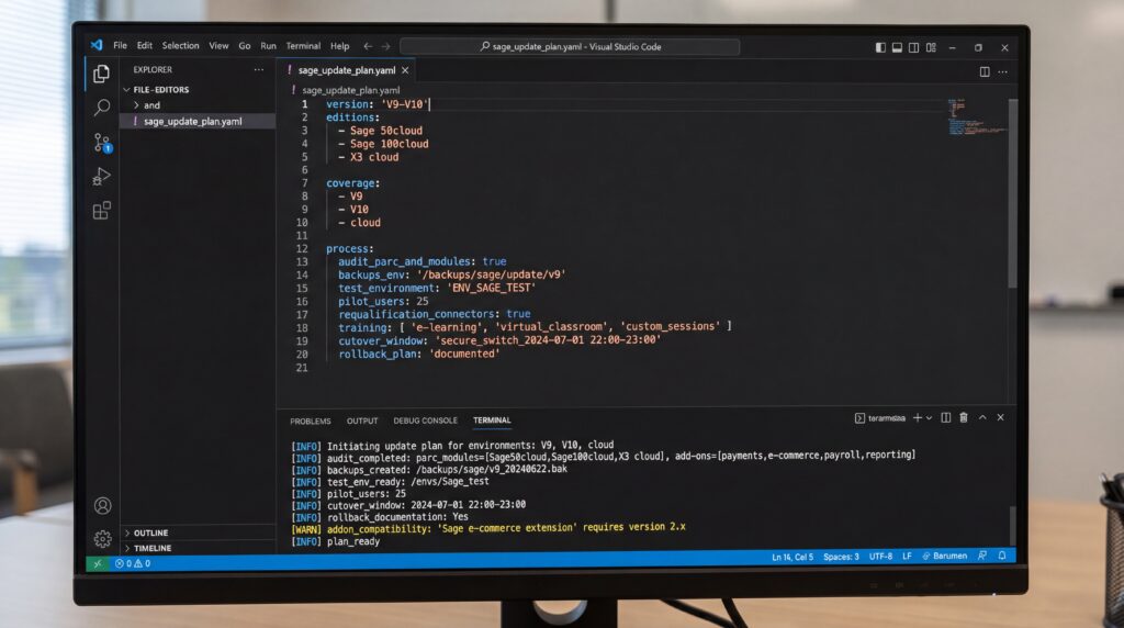 Écran d'ordinateur affichant un code de programmation dans un éditeur de texte.