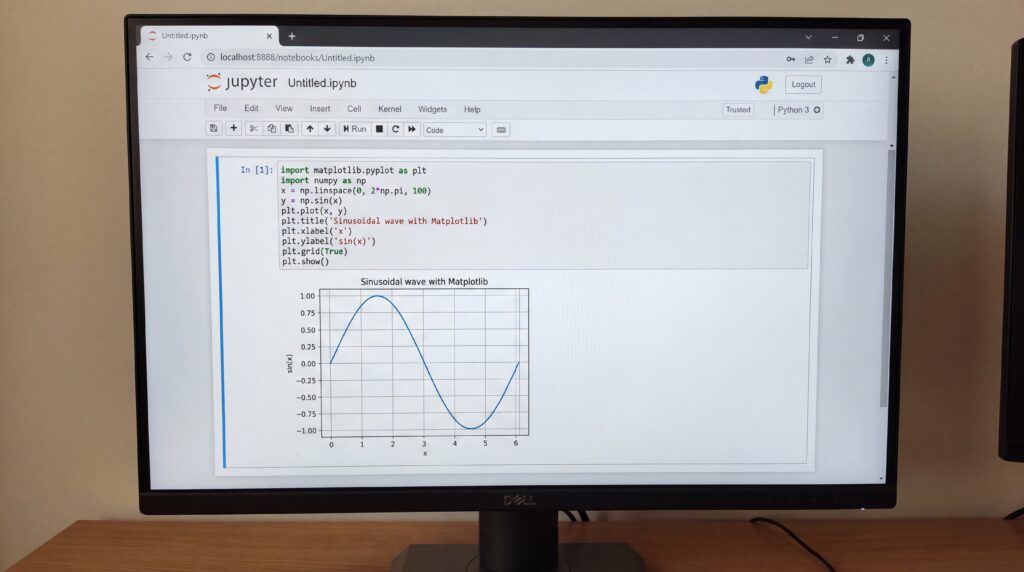 Écran affichant un code Python avec un graphique généré par Matplotlib.