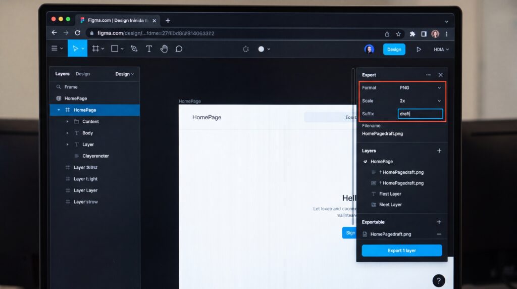 Capture d'écran de l'interface de Figma montrant des options de configuration de projet.