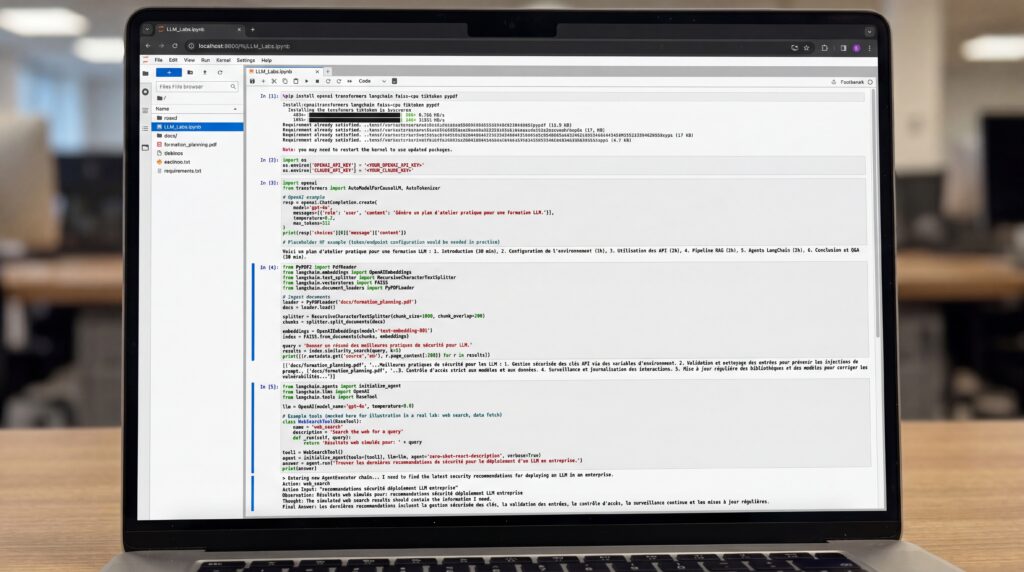 Capture d'écran d'un éditeur de code affichant un programme lié aux modèles de langage.