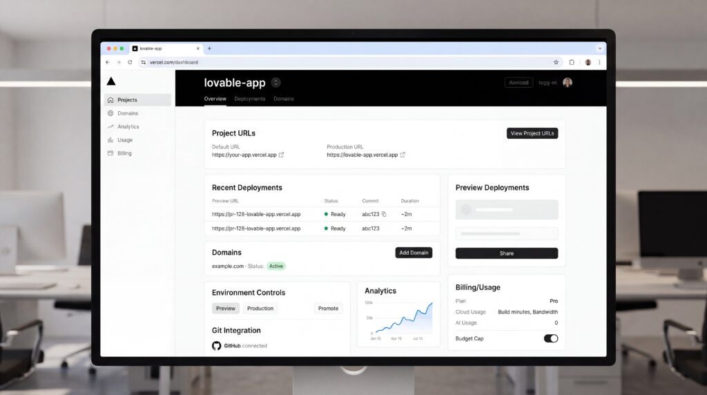 Interface utilisateur d'une application web montrant des statistiques de projet et des fonctionnalités récentes.