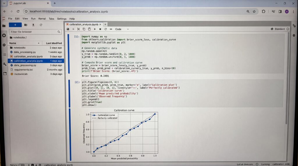 Capture d'écran d'un environnement de codage montrant des métriques en machine learning avec un graphique de progression.