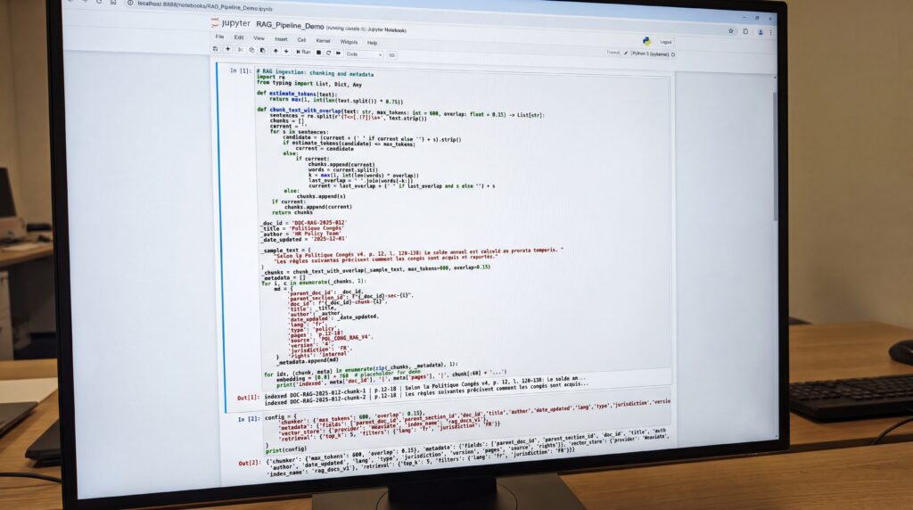Écran montrant un code source avec divers éléments de programmation en cours d'édition.