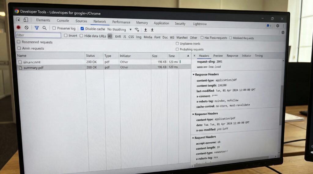 Écran d'ordinateur affichant les outils de développement de Google avec des données de requêtes.