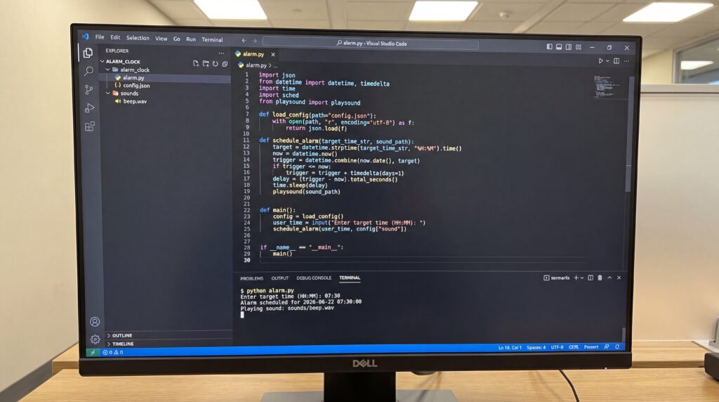 Un écran d'ordinateur affichant du code Python dans un éditeur de texte, illustrant un projet pour débutants.
