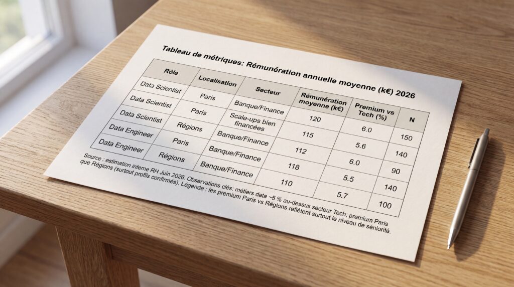 Tableau présentant les rémunérations des data scientists en France pour l'année 2023.