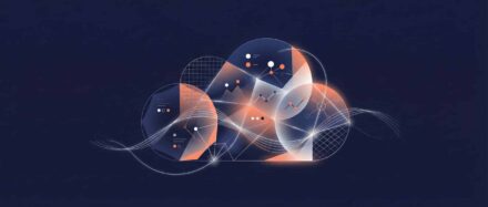 Ilustración abstracta que representa el concepto de Big Data con formas y datos.