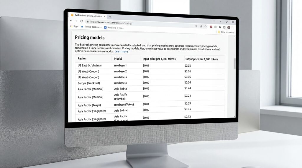 Monitor de computadora que muestra una tabla con modelos de precios de NVIDIA Nemotron 3 Nano.