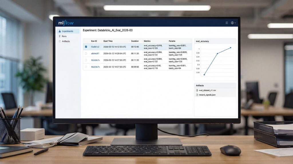 Monitor de computadora que muestra un panel de datos con analíticas y gráficos de evaluación.