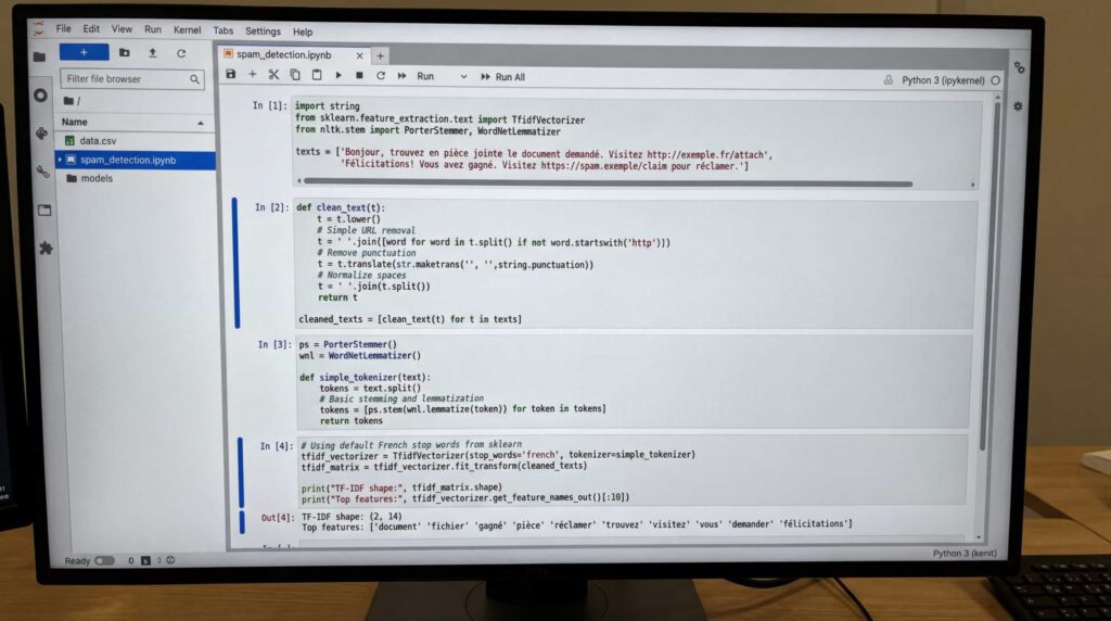 Computerbildschirm, der Programmiercode anzeigt, mit offenem Texteditor.