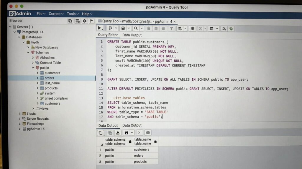 SQL-Debugging-Interface mit einer Abfrage, die auf einem Computerbildschirm angezeigt wird.