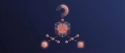 Schematische Darstellung eines zentralen Würfels mit einem Fragezeichen darüber, die das Konzept von DocString und dessen Funktionsweise symbolisiert.