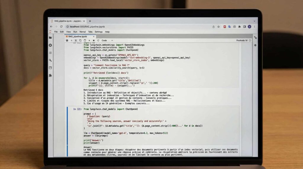 Bildschirm eines Laptops, der Programmiercode anzeigt.