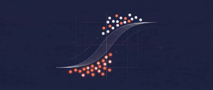 Abbildung, die eine logistische Regressionskurve mit farbigen Datenpunkten zeigt.