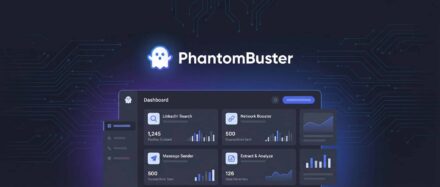 Schnittstelle des PhantomBuster-Dashboards, das Graphen und Statistiken anzeigt.