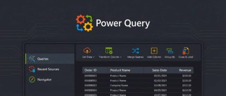 Power Query-Oberfläche in Excel, die Abfragen und eine Datentabelle zeigt.