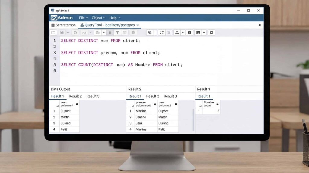 Computerbildschirm, auf dem ein Python Script läuft, dessen Ergebnisse in einer Tabelle angezeigt werden.
