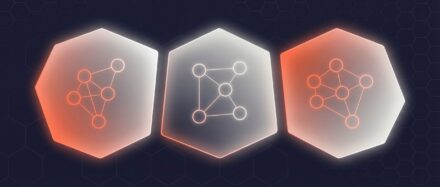 Eine Illustration, die Sechsecke zeigt, mit grafischen Darstellungen von Netzwerken, die virtuelle VLANs symbolisieren.