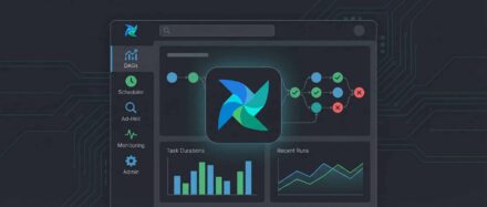 Apache Airflow interface displaying charts and analytics data.