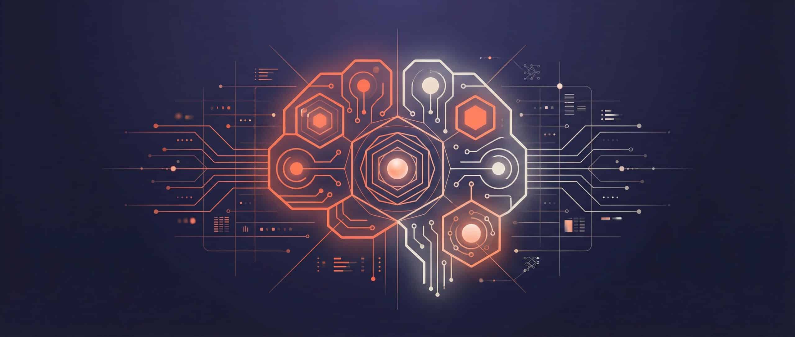 An illustration of a stylized brain with electronic circuits, symbolizing artificial intelligence.