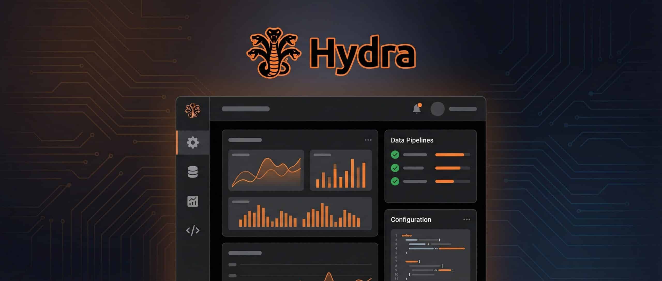 Hydra tool interface showing charts and security data.