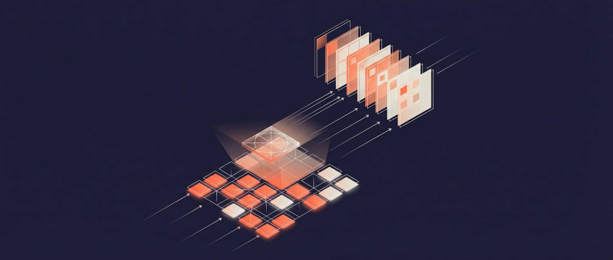 Illustration of a convolutional neural network with data processing layers.