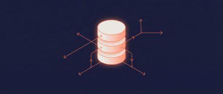 An illustration of a database with arrows illustrating how data flows and interacts.