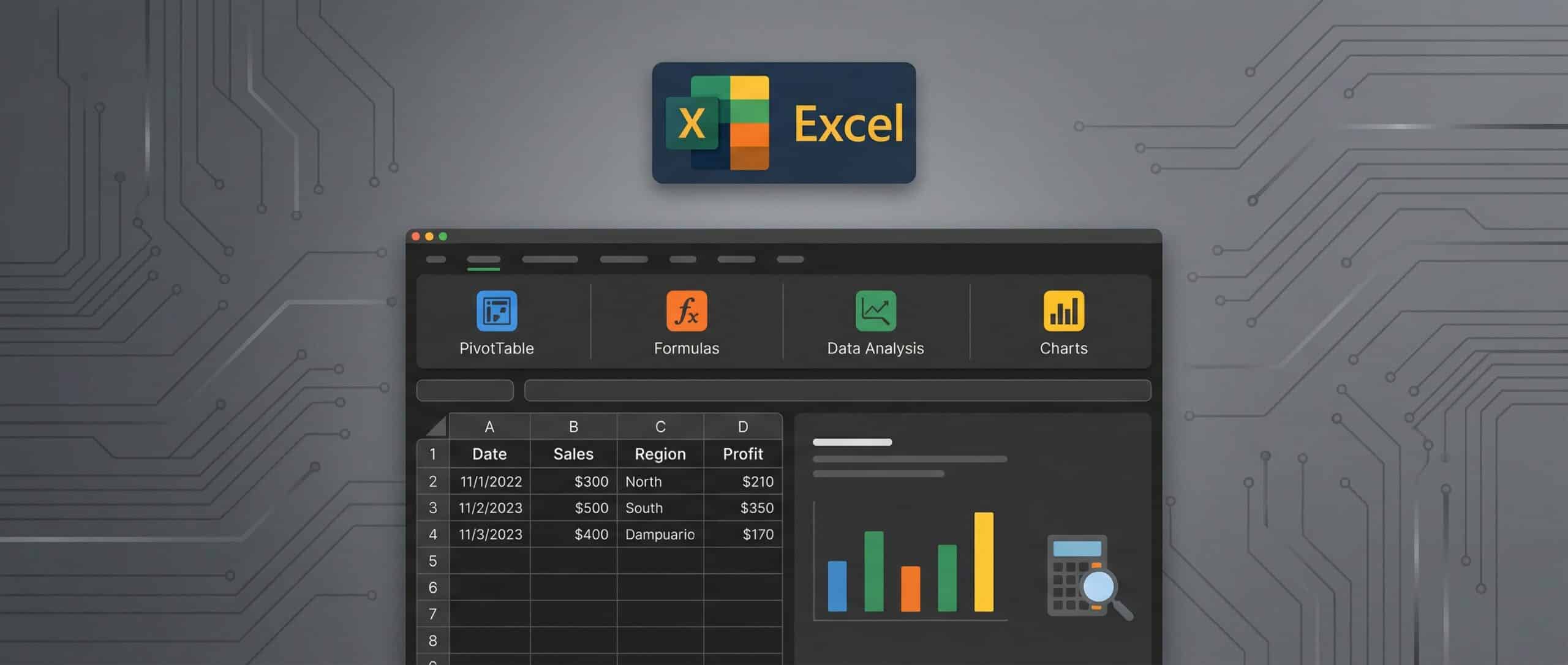 Screenshot of Excel showing an interface with columns and charts, illustrating a comprehensive tutorial on freezing rows and columns.