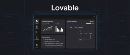 Lovable app interface showing charts and development options for interactive web applications with AI.