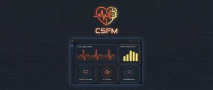 Digital dashboard displaying heart rate data and performance metrics of a cardiac AI model.