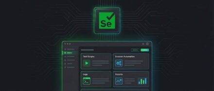 Selenium interface showing testing, automation, and reporting features.