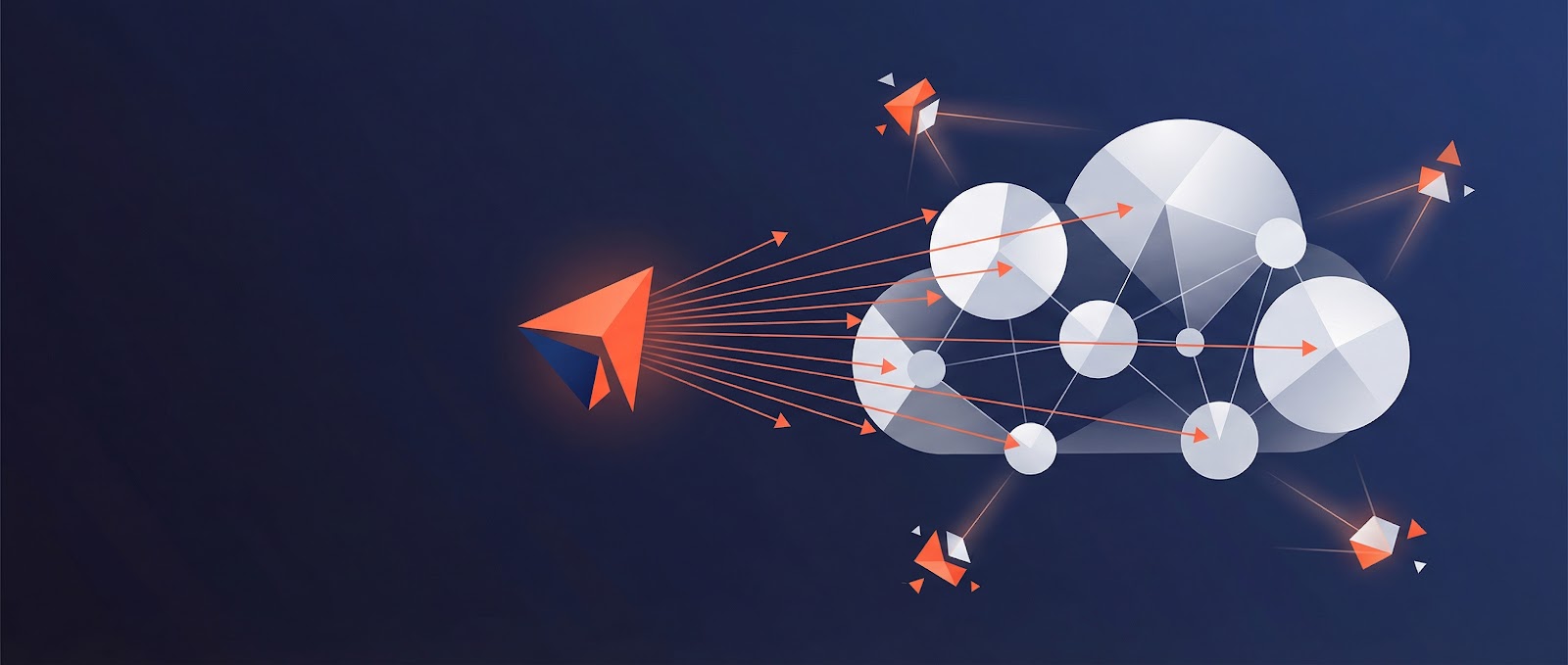 Illustration of a cloud network with a paper airplane symbolizing data movement and security concerns for SaaS companies.
